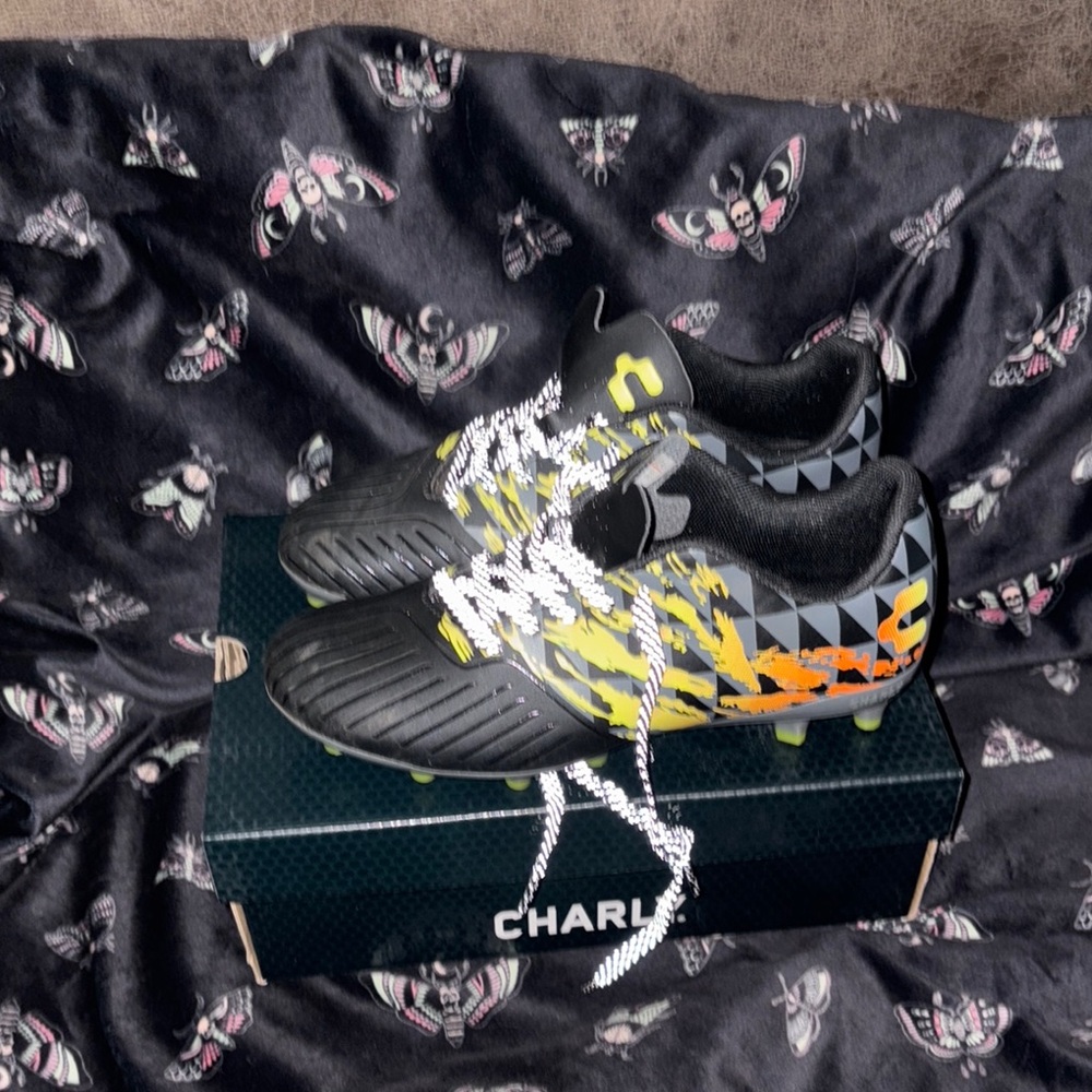 Kids Black and Yellow Soccer Cleats